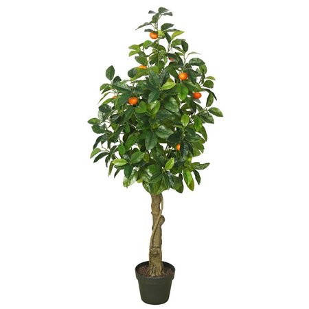 DARE2DECOR Real Touch Orange Flowering Tree with Pot - 51 in. DA2675592